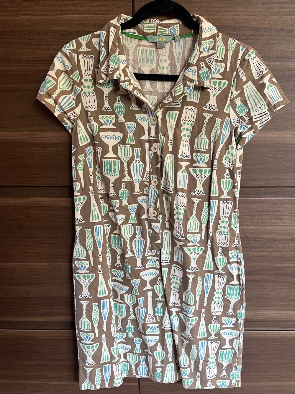 Boden cotton dress with fun retro pattern Size UK10/US6